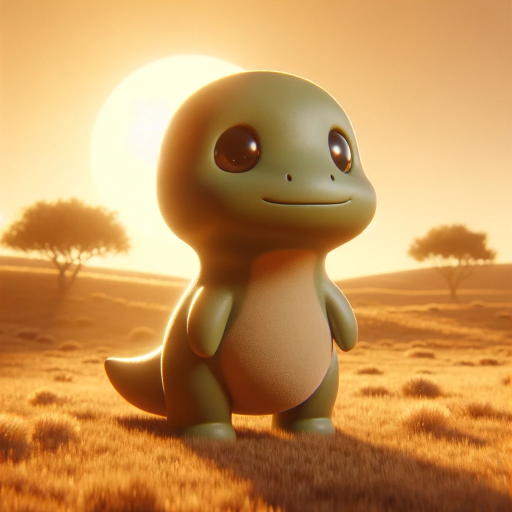 DALL·E 2023-11-12 16.01.09 – A 3D illustration of a cute dinosaur in a blander rendering style, bathed in warm light. The dinosaur is petite, with a gentle smile, large, soft eyes