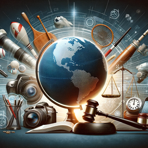 DALL·E 2023-11-13 13.41.30 – A professional and elegant LinkedIn background image, featuring a blend of global sports, leadership, and legal themes. The central focus is a globe,