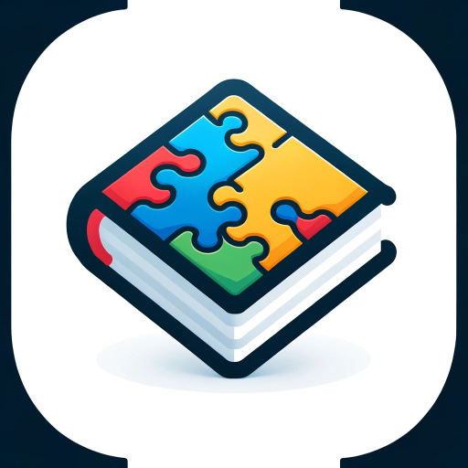 DALL·E 2023-11-13 22.02.56 – A clean and simple logo combining a puzzle piece and a book. The puzzle piece represents autism awareness, using the traditional autism colors (blue,