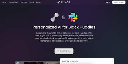 timeOS for Slack Huddles