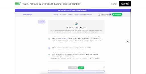 Decypher: Decision Making Advisor