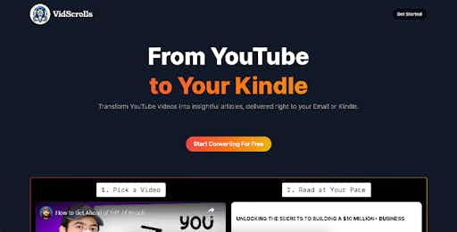 VidScrolls: From YouTube to your Kindle or Email