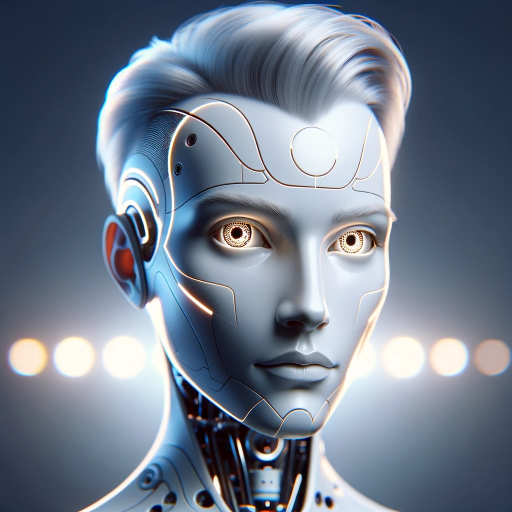 DALL·E 2024-01-28 04.45.07 – Create an image of a sophisticated, gender-neutral android inspired by the visual style of the movie ‘TRON’. The android should have a sleek, white de (1)