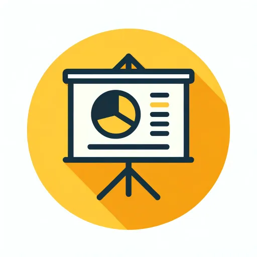 DALL·E 2024-03-13 22.45.57 – Create an icon of a presentation board with a pie chart, similar to the uploaded reference image. The icon should be simplistic and feature clean line