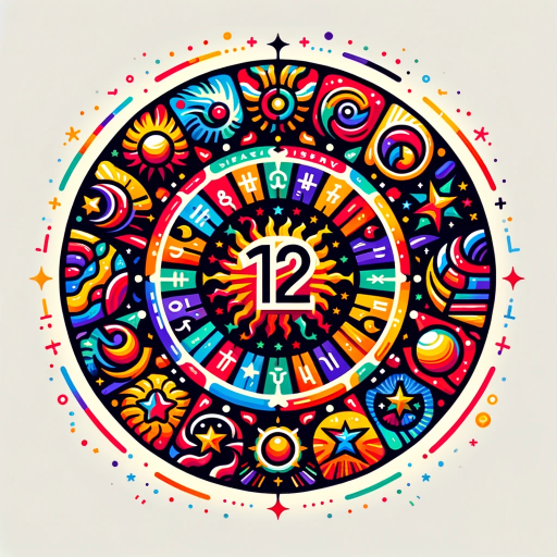 DALL·E 2024-01-18 11.23.59 – A vibrant and bright logo for ’12 Zodiac Signs’. The design features a circular layout with the 12 zodiac symbols, each depicted in a colorful and viv