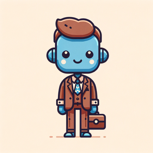 DALL·E 2023-11-14 08.25.16 – An illustration of a robot character with blue skin, designed in a simplistic and charming style, for the app ‘Job Coach’. The character is gender-amb