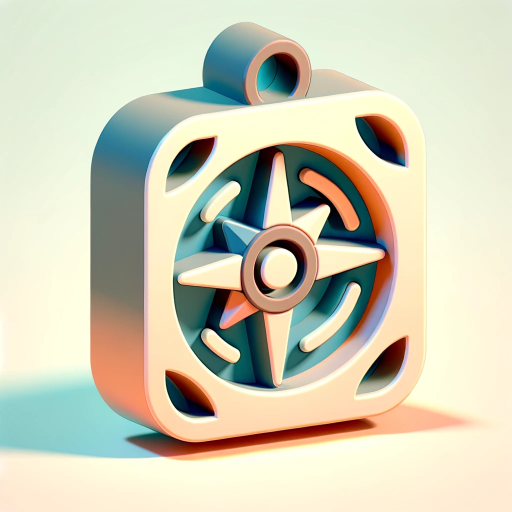 DALL·E 2024-01-01 11.47.23 – A 3D icon depicting a mid-journey image generator, symbolized by a stylized compass merged with digital elements. The compass represents navigation an