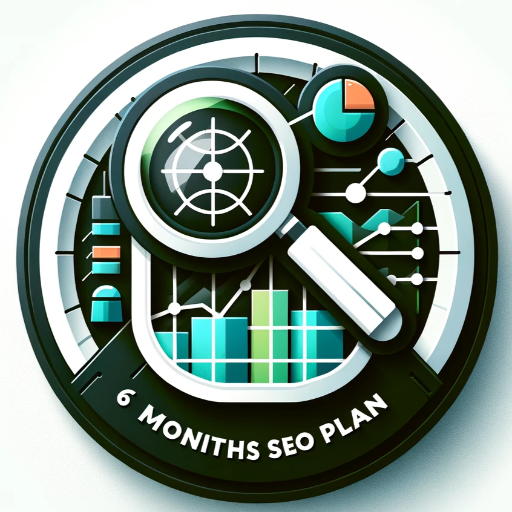 DALL·E 2023-11-27 18.55.18 – Beautiful Circle app icon for ‘6 Months SEO Plan’, encapsulating the concept of a detailed and comprehensive SEO strategy. The icon should feature ele