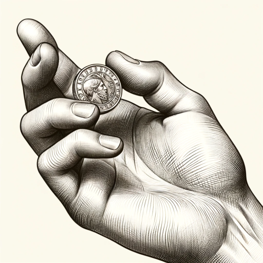 DALL·E 2023-11-10 09.39.22 – A detailed sketch of a human hand holding a coin. The hand should be positioned in a relaxed manner, with the coin between the thumb and the index fin