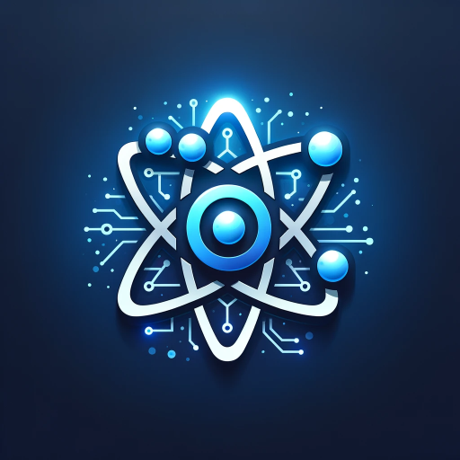 DALL·E 2023-11-10 10.22.13 – A modern and AI-themed logo inspired by the React logo. The design should merge the atomic structure of the React logo with elements symbolic of artif