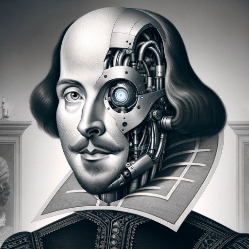 DALL·E 2023-11-13 10.36.48 – A realistic yet aesthetically pleasing interpretation of William Shakespeare as part robot. The image maintains the historical authenticity of Shakesp