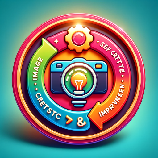 DALL·E 2023-11-11 03.38.18 – A vibrant, eye-catching rounded icon for ‘Image Generation with Self Critique & Improvement’. The icon features a stylized representation of image gen