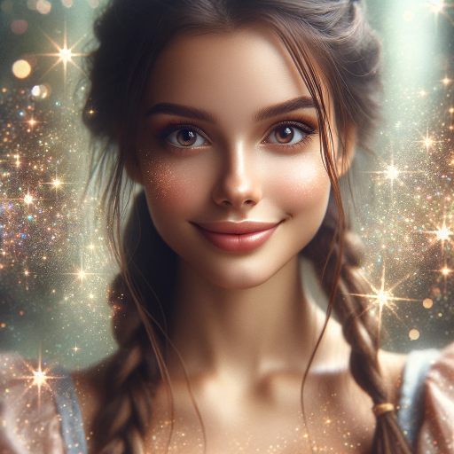 DALL·E 2023-11-30 19.52.30 – A portrait of a young woman with braided hair, transformed into a Disney Princess with a sparkling magical effect. She should have an air of regal gra (1)