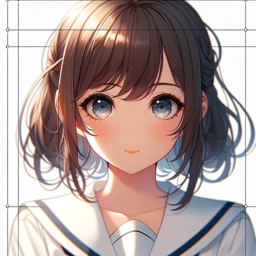 DALL·E 2024-01-18 16.31.10 – Close-up portrait of a beautiful young anime girl, high contrast, centered on a full white background with a soft backdrop shadow. The image is in col